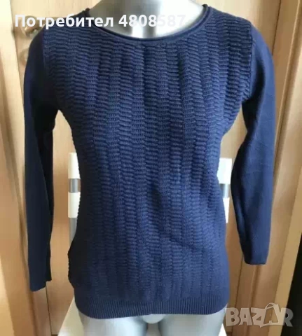 Тъмносиня блуза с дълъг ръкав, снимка 2 - Блузи с дълъг ръкав и пуловери - 54321646