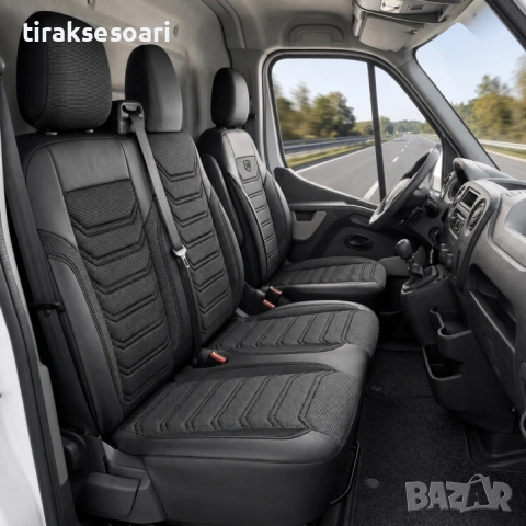 Луксозна тапицерия PANDA за Mercedes Sprinter III 2018-2024 – еко кожа и текстил черно/сиво