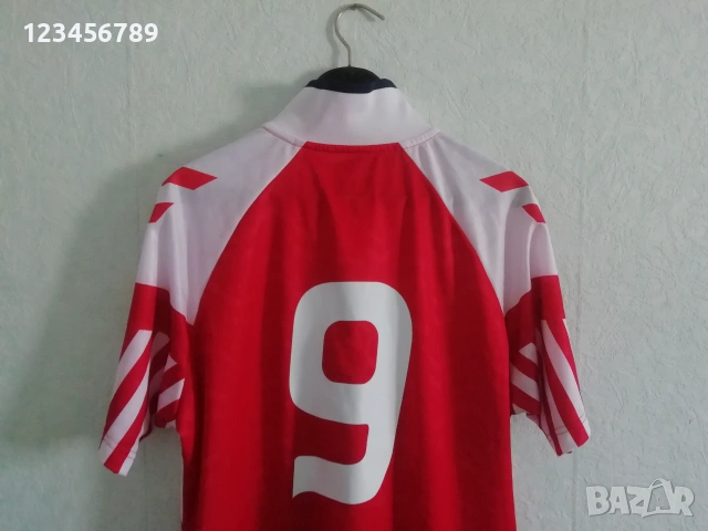 Denmark Euro 1992 Povlsen #9 оригинална ретро тениска фланелка Дания Hummel екип vintage , снимка 4 - Тениски - 53198106