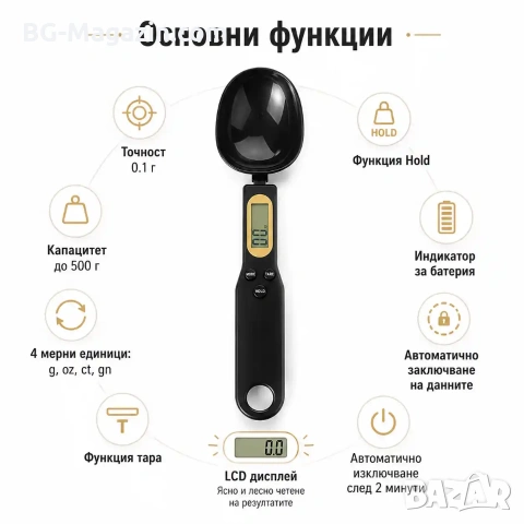 Точна електронна кухненска лъжица дигитална везна кантар за измерване на тегло на храни и течности, снимка 2 - Везни - 50921788