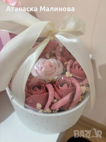 Кутия с изкуствени рози 