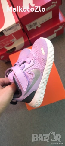 Nike, Спортни обувки Revolution 5 от кожа и текстил, Лилав/Сив, снимка 5 - Детски обувки - 54667873