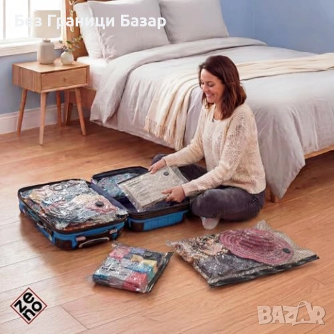 Нов Комплект 9 броя Пликове Вакуумни Торби за Дрехи и Куфари + Акумулаторна Помпа, снимка 8 - Други стоки за дома - 54652912