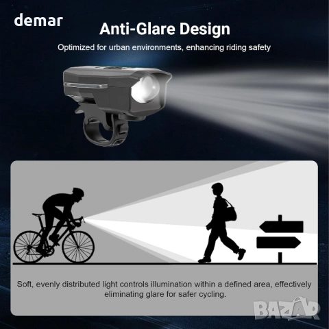 Комплект предни и задни велосипедни светлини, супер ярки, 4+3 режима на осветление, снимка 7 - Аксесоари за велосипеди - 54105835