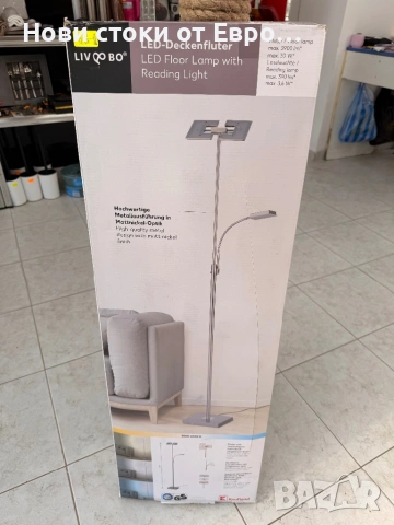 подова лампа е LIV&BO® LED-Deckenfluter с вградена лампа за четене, продавана в Kaufland.  Мощност н