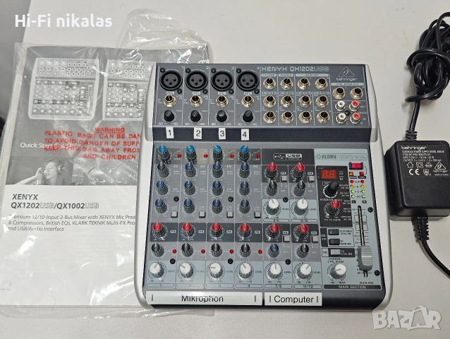 мишпулт миксер с ефекти музикантски смесител BEHRINGER XENYX QX 1202 USB 