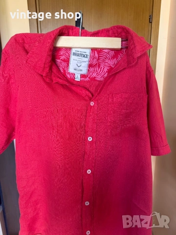 Мъжка ленена риза с къс ръкав Heritage, снимка 6 - Ризи - 54321704