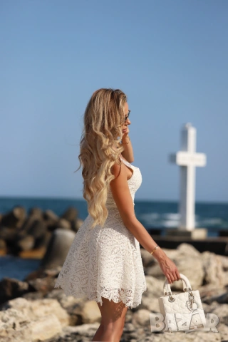 Рокля дантела и перли с коланче Avin, снимка 4 - Рокли - 54123228