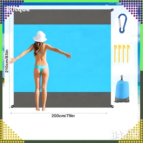 Голямо водоустойчиво плажно одеяло - Постелка за пикник подходяща за цялото семейство, 210 x 200 см, снимка 5 - Други стоки за дома - 54189336