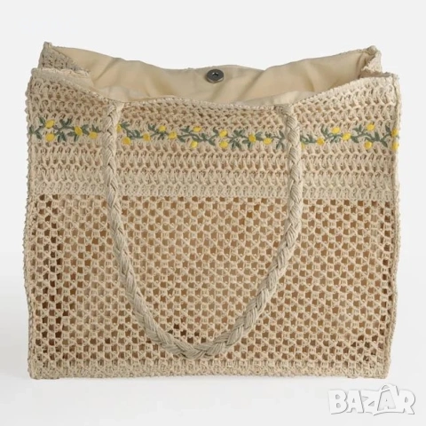 Сламена плетена чанта tote с лимони 37x16x31cm_1261994