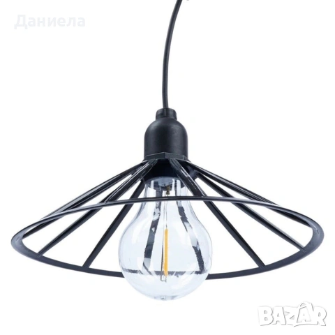 Градинска гирлянда 5.5 м с 6 декоративни LED крушки и метални абажури - Таймер, IP44, за балкон, снимка 8 - Лед осветление - 54802226