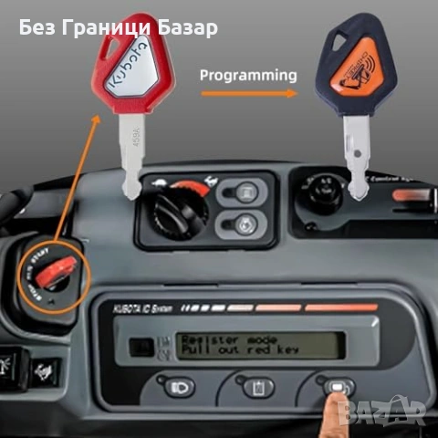 Нов Програмируем ключ Kubota 459A RC411-53933 RC461-53930 за мини багер, снимка 4 - Друга електроника - 55151425