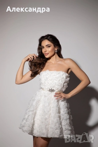 Официална бяла рокля Christine fashion