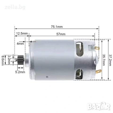 DC мотор RS-550VC 9V-12V 60W 25000 RPM с 12 зъба – за акумулаторни винтоверти, бормашини, RC 10356, снимка 8 - Друга електроника - 54683791