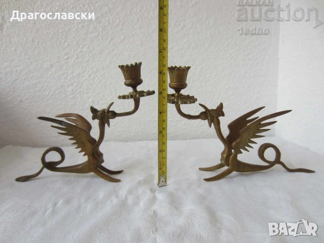 Десен и ляв - Стари свещници, свещник стар метален 24 см с момче фигура антика, снимка 18 - Антикварни и старинни предмети - 28874507