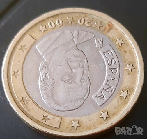 Испания ,монета 1 евро 2000, снимка 3 - Нумизматика и бонистика - 54432621
