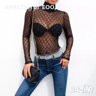 Боди с дълъг ръкав KRISTAN DIAMOND DOTS, снимка 10 - Корсети, бюстиета, топове - 55665033