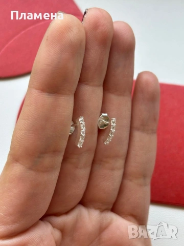 Нежни обеци дъги с цирконии проба 925