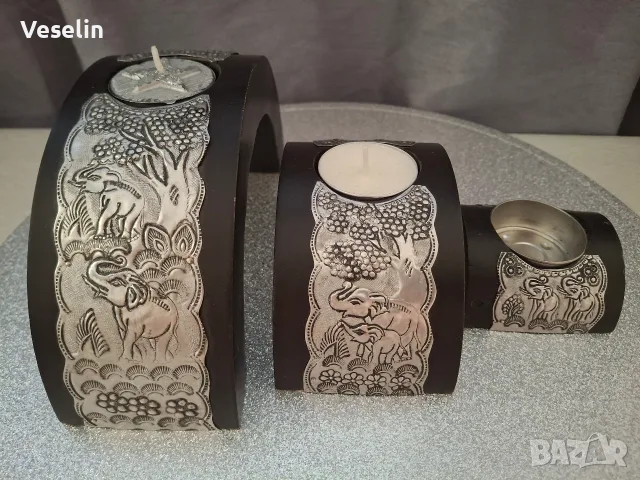 Комплект 3- ка свещници, снимка 2 - Декорация за дома - 55564684