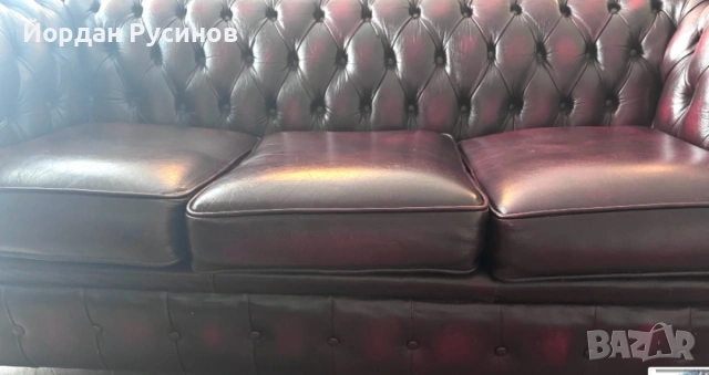 Честърфийлд кожен диван Chesterfield ОРИГИНАЛЕН, снимка 2 - Дивани и мека мебел - 55139189