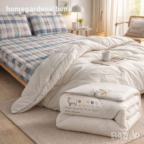 Капитониран чаршаф 180x200 см с 2 калъфки + Подарък зимен юрган с овча вълна 160x200 см