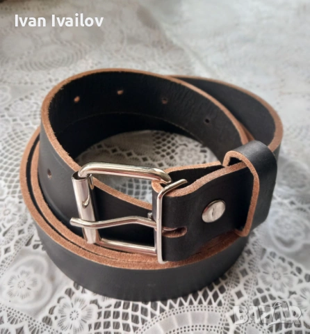 МАКСИ Мъжки колан (до 155 см) – ЕСТЕСТВЕНА КОЖА – Ръчна изработка, снимка 4 - Колани - 54122586