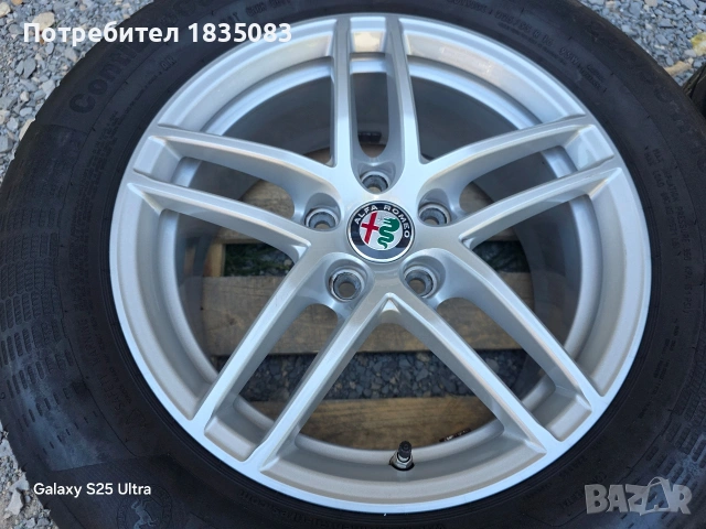 Лети джанти 16ки 5х110 Alfa Romeo + летни гуми 225/55/16 Continental, снимка 4 - Гуми и джанти - 54691122