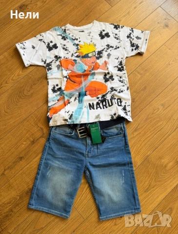 Нови Детски къси дънки и тениска H&M ръст 158, снимка 8 - Детски къси панталони - 54905118