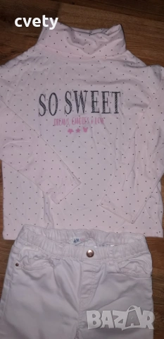 Сет в розово поло Kiabi и панталон НМ за ръст 134 , снимка 2 - Детски панталони и дънки - 54166911