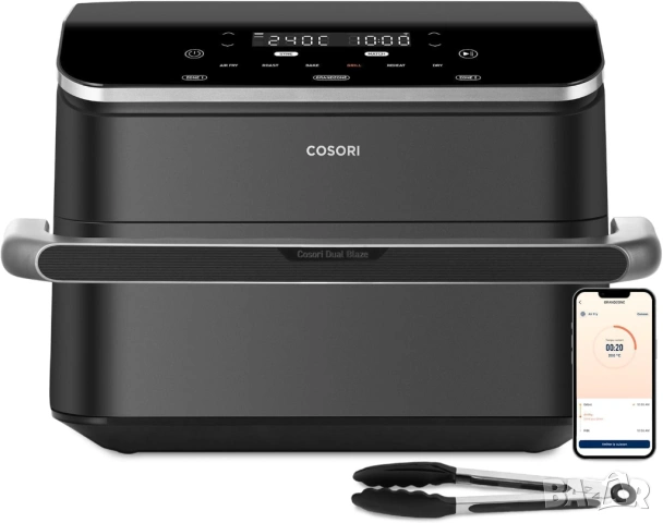 Двоен Еър Фрайър/Фритюрник с Горещ Въздух Cosori Dual Blaze TwinFry 10L XXL с 4 Нагревателя, 2800W!, снимка 9 - Фритюрници - 54430194