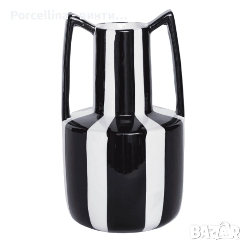 Модерна керамична ваза в бяло и черно Елегантна керамична ваза с модерен дизайн в класическа комбина