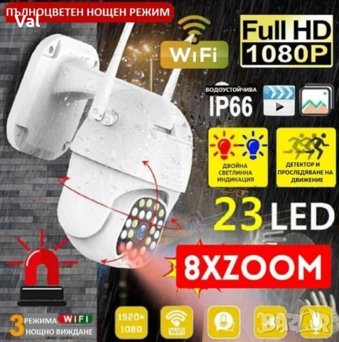 Водоустойчива WiFi камера за наблюдение с Full HD резолюция и интелигентно нощно виждане, снимка 9 - IP камери - 55167868