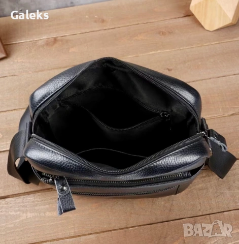 Мъжка функционална и елегантна кожена чанта Montreal /Черна естест. кожа!, снимка 7 - Чанти - 53964781