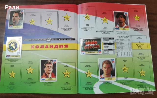 Албум с лепенки от футболното първенство 1994 г в Америка. , снимка 3 - Колекции - 55081175