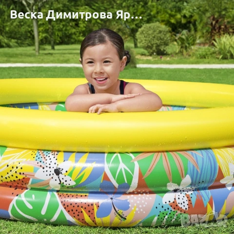Детски надуваем басейн Ø168x38 см – 508 л, тропически дизайн, 3 въздушни пръстена, 2+ години, снимка 6 - Басейни и аксесоари - 54933585