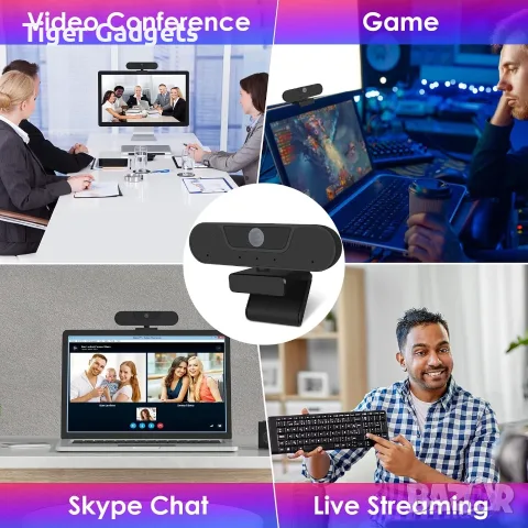 Уеб камера VIZOLINK W8GS 4K/1080P с автофокус, 4 микрофона и капаче за поверителност, снимка 5 - Камери - 55671118