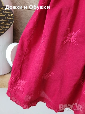 Разкроена червена рокля с бродерии памучна материя  ODD MOLLY , снимка 3 - Рокли - 54074102