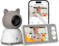 Смарт видео бебефон Kompinac M1 Video Baby Monitor,5-инчов екран с въртяща се Wi-Fi камера, снимка 1