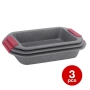 Комплект тави за печене Cheffinger 3 части мраморно покритие силиконови дръжки въглеродна стомана, снимка 3