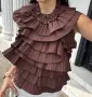 Дамски кафяв топ, снимка 3