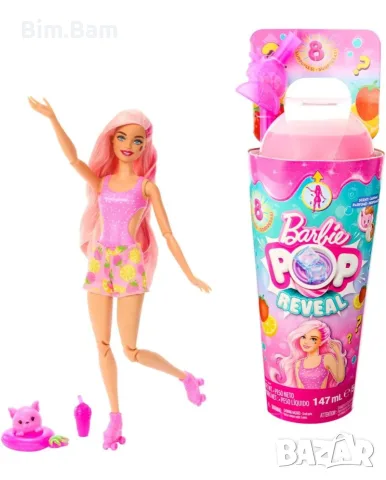 Оригинална ароматизирана кукла в чаша Barbie® Pop Reveal Fruit Series - ягодова лимонадa /диня