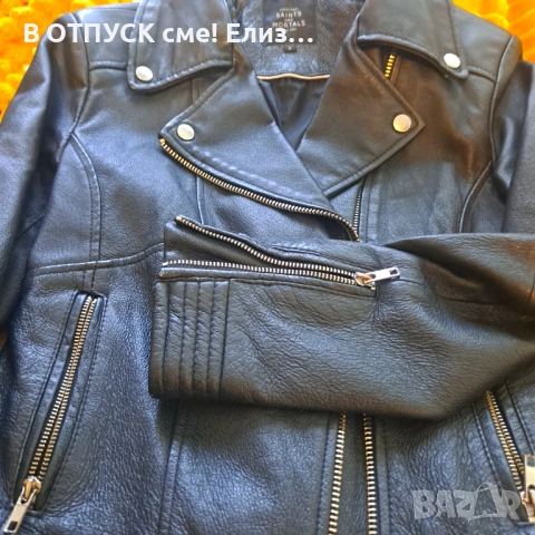 Кожено яке рокерия, естествена кожа, дамско, дебела кожа, с лек подплатаSaint & Mortals, снимка 5 - Якета - 54245695