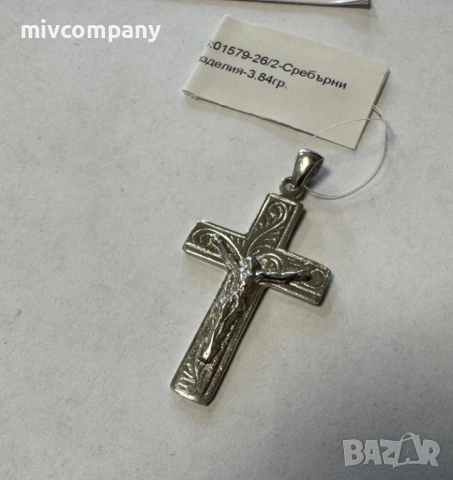 Сребърен кръст 3.84гр., снимка 2 - Колиета, медальони, синджири - 54354506