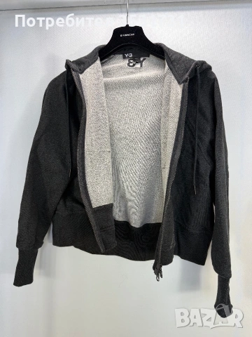 Y-3 Yohji Yamamoto сив суичер с цип и качулка размер S, снимка 4 - Суичъри - 54978234