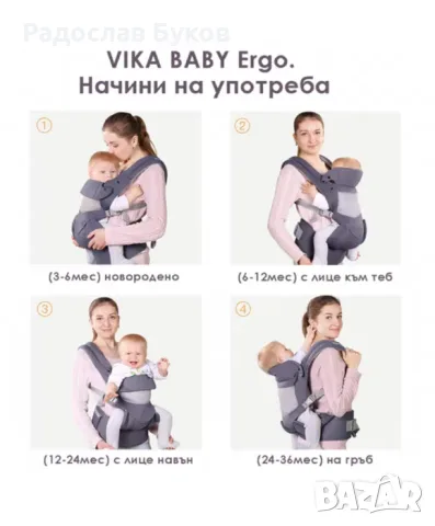 Ергономична раница за бебе Vika Baby®, Тъмно сив, снимка 2 - Кенгура и ранички - 55541137
