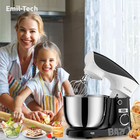 POWWA кухненски робот 1500W, 5L, 10+1 скорости, 3 приставки, снимка 4 - Кухненски роботи - 55443857