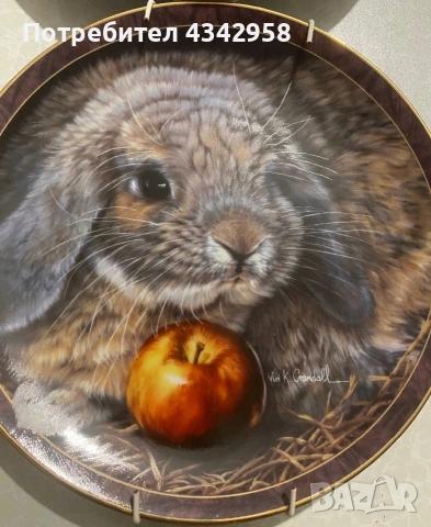 Колекционерски декоративни порцеланови чинии Bradford Exchange “Bunny Tales” – Vivi Crandall, 1997 г, снимка 4 - Антикварни и старинни предмети - 55073043