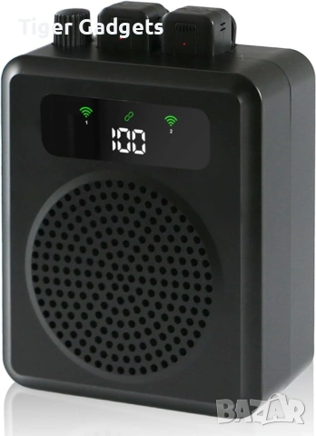 Преносим гласов усилвател с 2 безжични микрофона – Bluetooth колонка за учители, презентации и карао, снимка 2 - Тонколони - 54485337