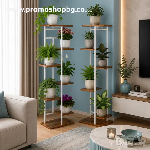 Цветарник 120 см, 7 рафта, поставка за цветя, етажерка, метална рамка, снимка 5 - Етажерки - 55186504