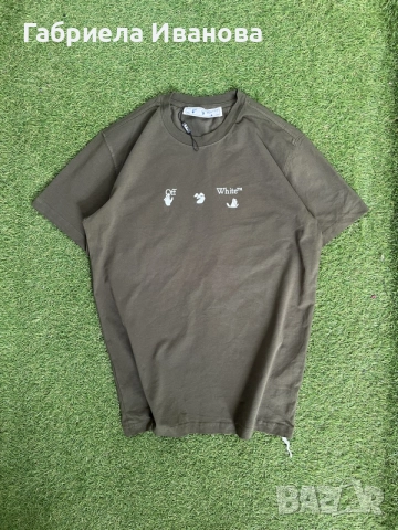Мъжка тениска Off-White Olive Green | Размер L | Отлично състояние